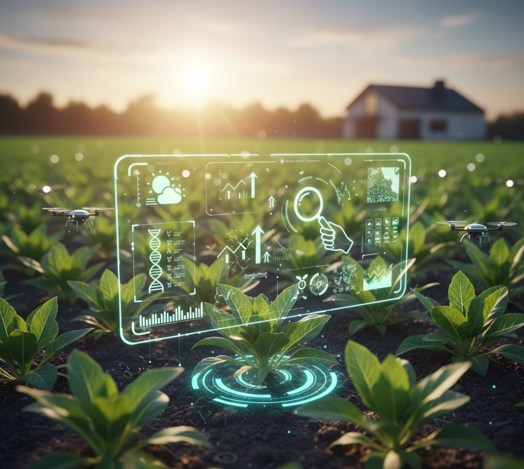 Farmer in a thriving field